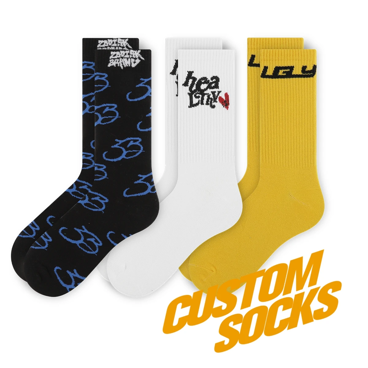 FREE DESIGN & MOCKUP Custom Design Your Own Crew Socks Customize Cotton Mens Socks Custom Logo Socks For Men