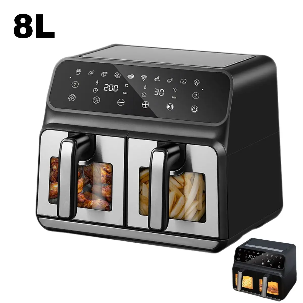Free Sample 8L double silver digital microwave air fryer combo daewoo air fryer 4l air fryer 2 bacs