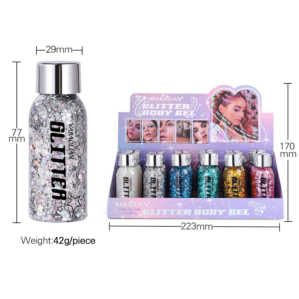 Body Face Chunky Glitter Gel Pink White Silver Face Sparkles Glitter Gel Makeup for Singer Concerts Disco Festival Rave OEM