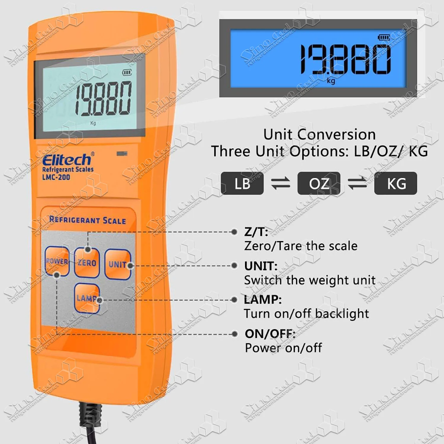 Elitech Refrigerant Scale HVAC Freon Charging Scale 220lbs Weight Upgraded with Anti-Collision Corner LMC-200