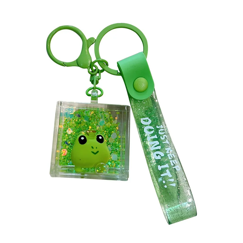 New Arrival Acrylic Quicksand  Frog Liquid Floating Key Chain Keyring  Pendant Gift