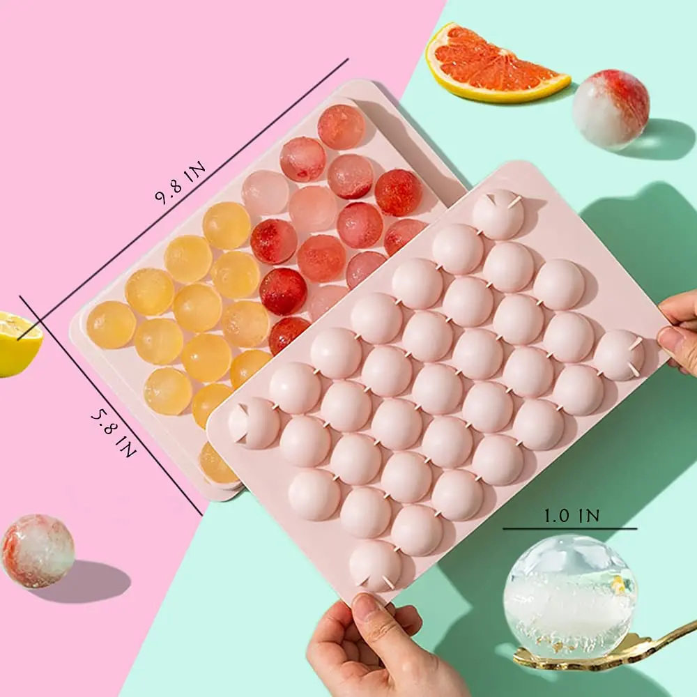 Wholesale Hot Seller BPA Free Plastic Mini Round Ice Ball Maker Mold Ice Cube Tray With Lid and Bin Ice Scoop