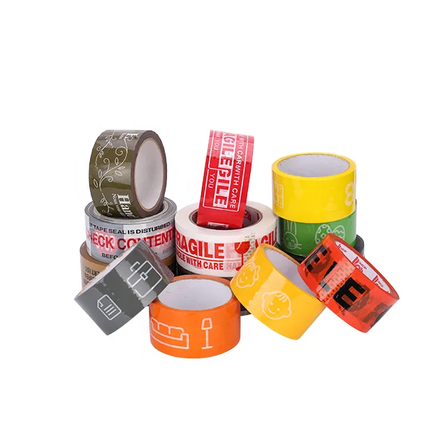 fragile printed opp branded fashion cello logo shipping box packaging packing custom tape