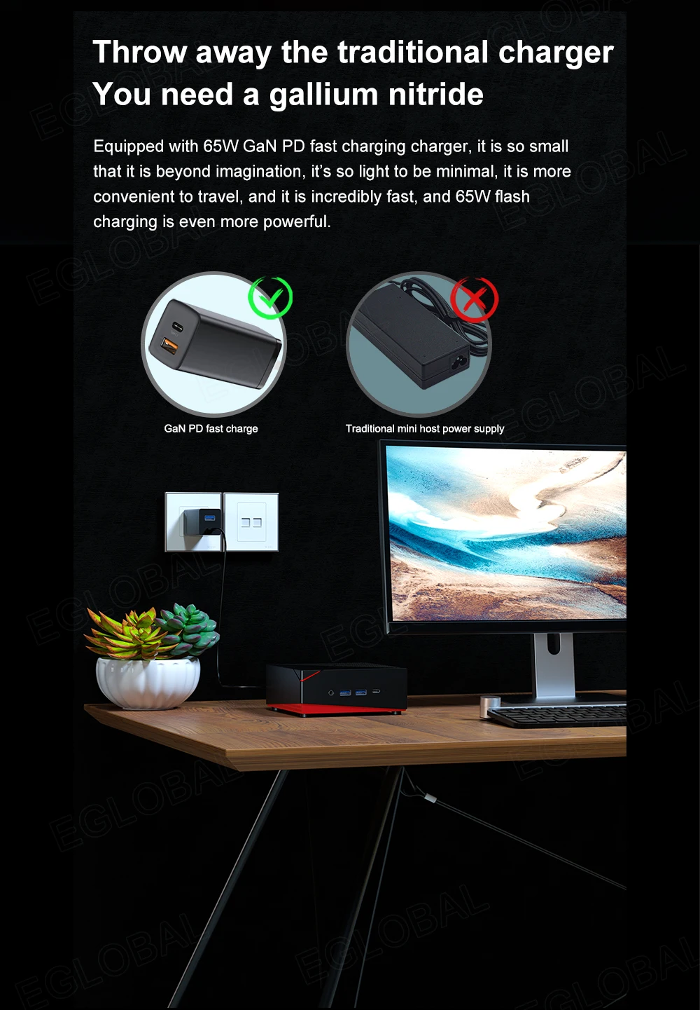 Eglobal newest Mini PCs AMD 4500U Hexa Cores 4*USB HD Type-C Ports Portable office Mini Computer Win 10/Linux Mini Gaming PC
