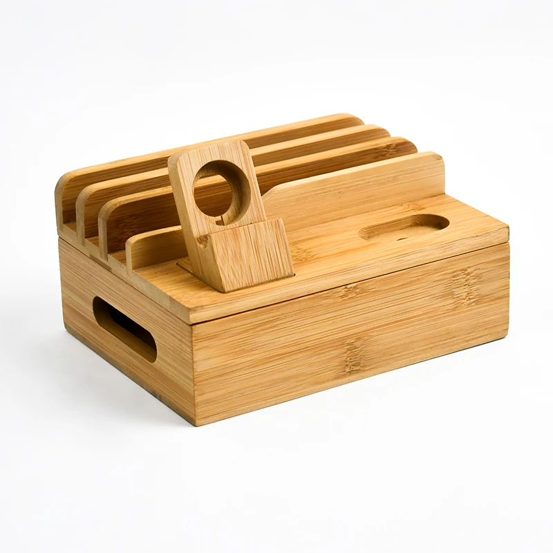 WDF ODM/OEM desktop charging station phone organizer phone organizer charger organizer bamboo charging station