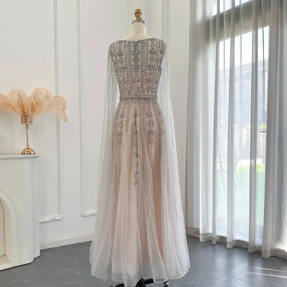 Jancember SZ069 Arabic Long Sleeve Belt Evening Party Prom Dresses For Girls