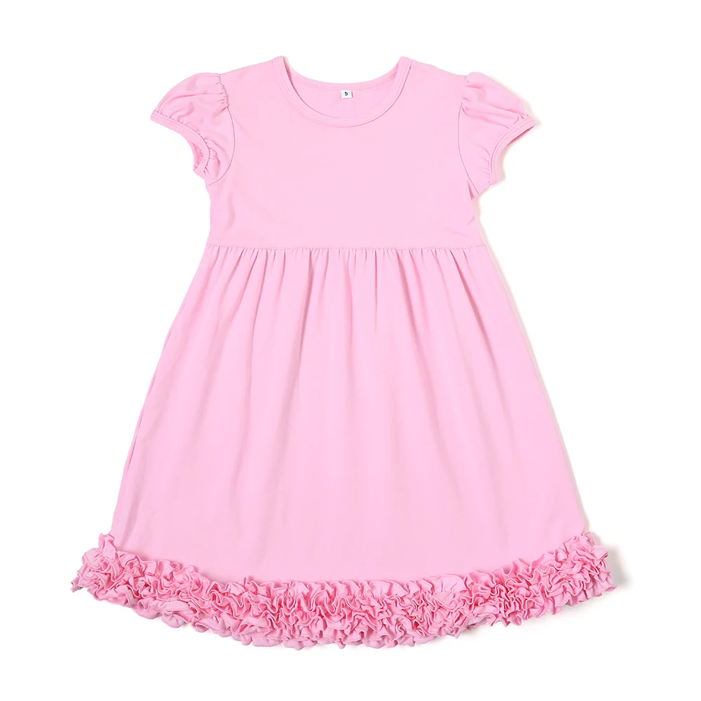 summer girl birthday clothes ruffle twirl dresses Blank Short Sleeve Empire Waist Ruffle Dress