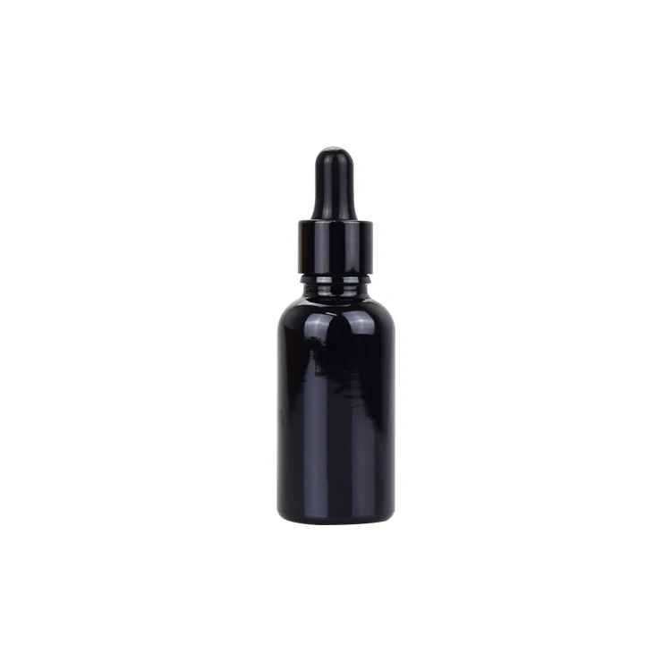 Hot sale luxury black cosmetic packaging essential oil 30ml 50ml 100ml glass dropper bottles with packaging box