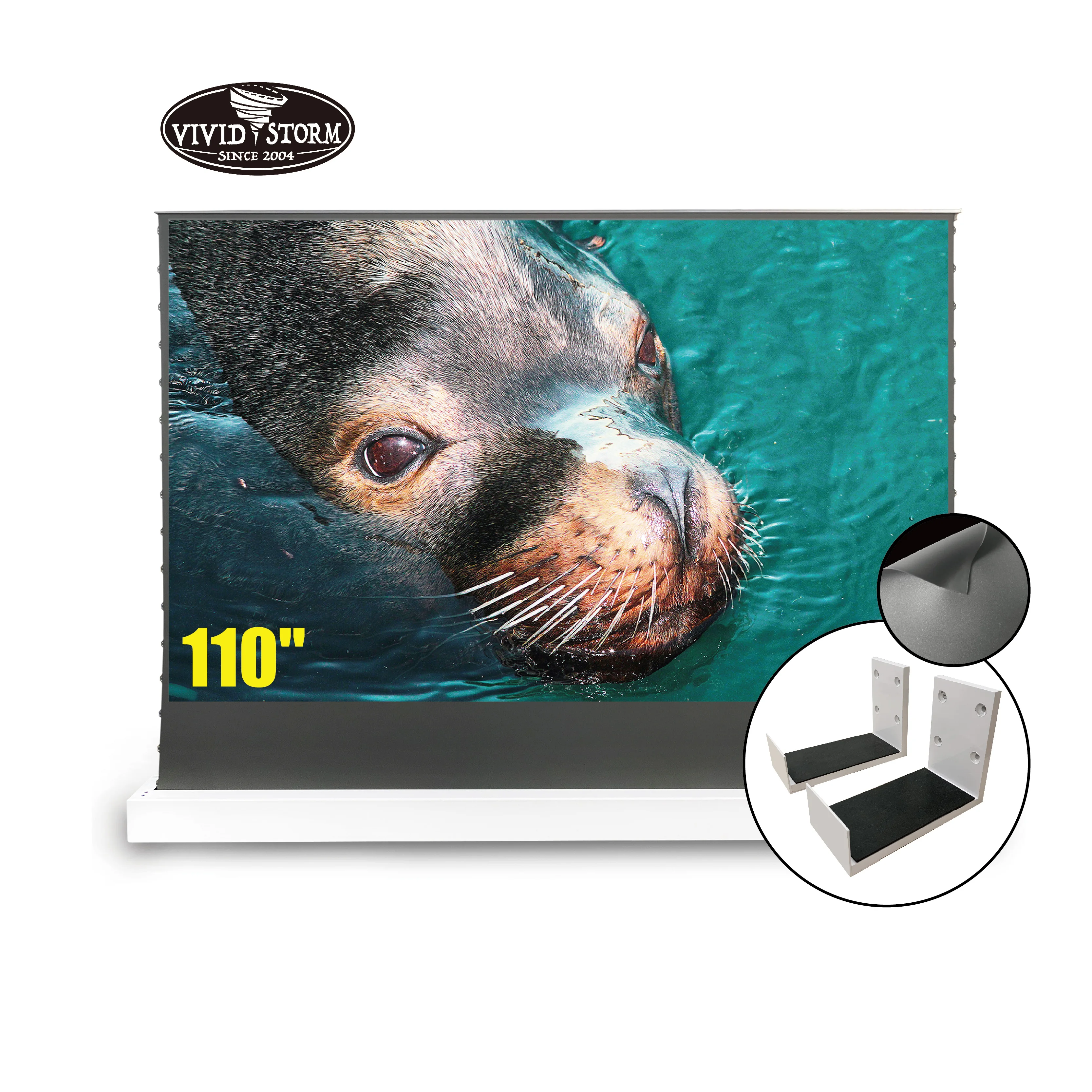 VIVIDSTORM 110 дюймовый S электрический вытяжной складной экран обсидиан длинный выдвижной ALR мотор стенд экран с настенным кронштейном