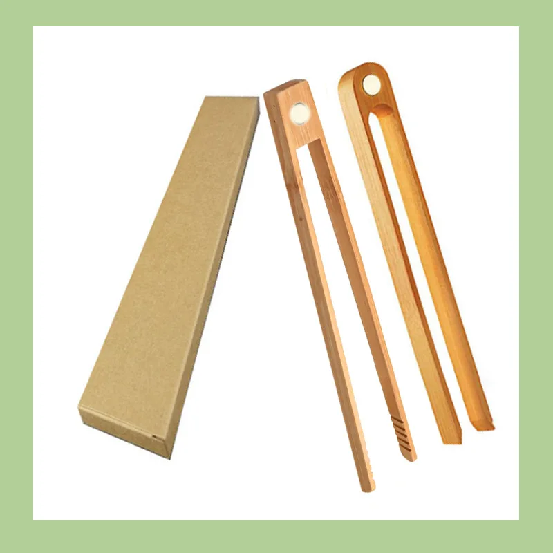 Eco Friendly Bamboo Food Clips Hot Sale Custom LOGO Magnetic Bamboo Food Toaster Tongs For Kitchen Utensils