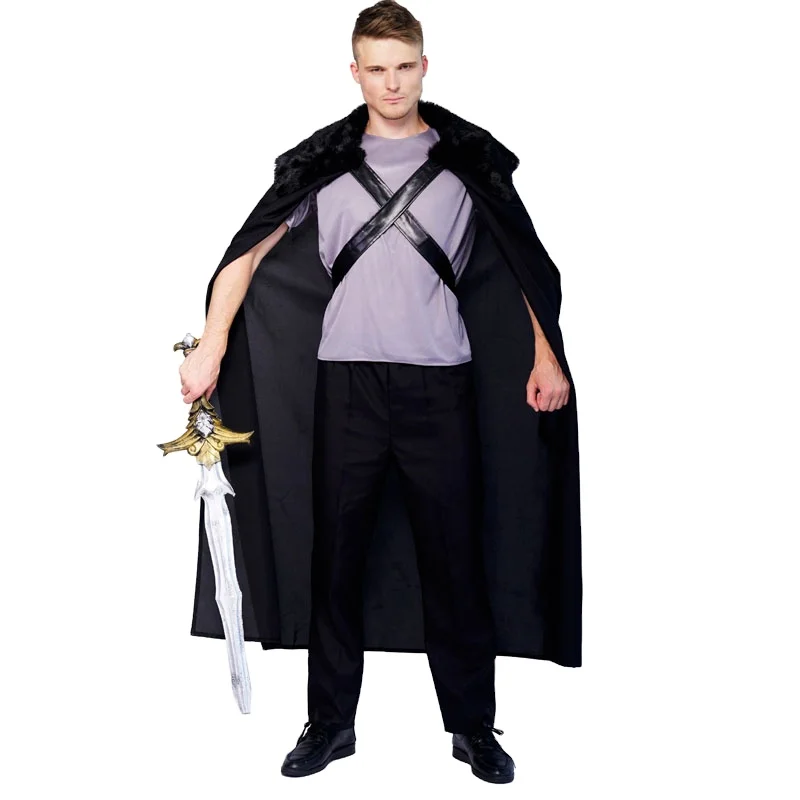 Halloween Cosplay Cool King Cloak Costume Party Black Prince Cape Costume For Men