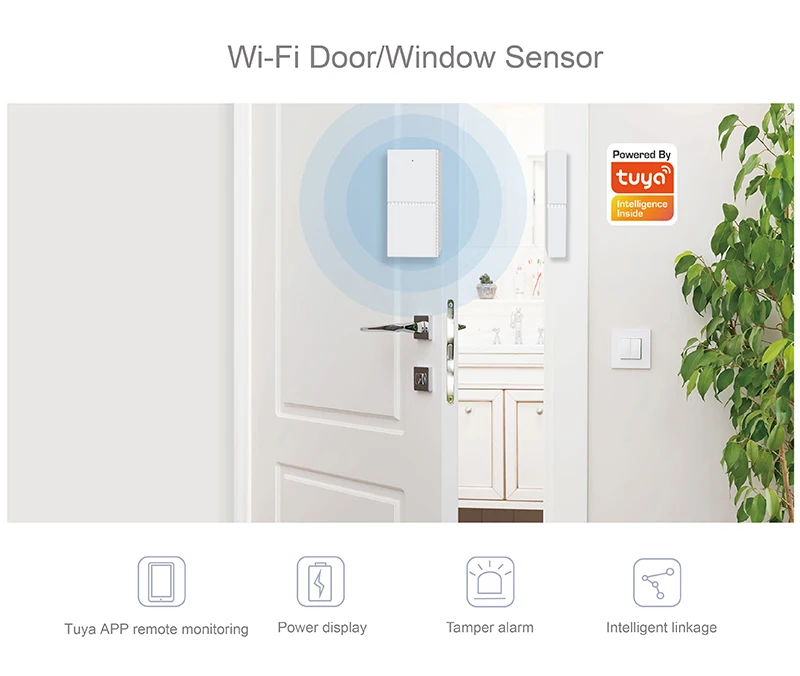 New Design WIFI Door/Window Sensor  Wireless Entry Alarm Magnetic Powered byTuya APP for Home Security Alarm System