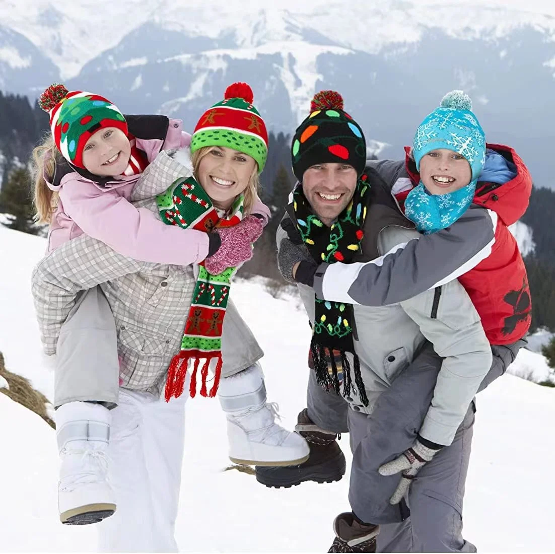 2Pcs Christmas LED Light up Hats LED Scarf Set Christmas Beanie Knit for Kids Adults Xmas Birthday Party