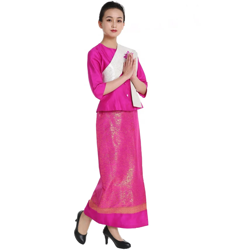 High quality bright colors two pieces design custom Thailand stylish airline flight attendant uniform suits