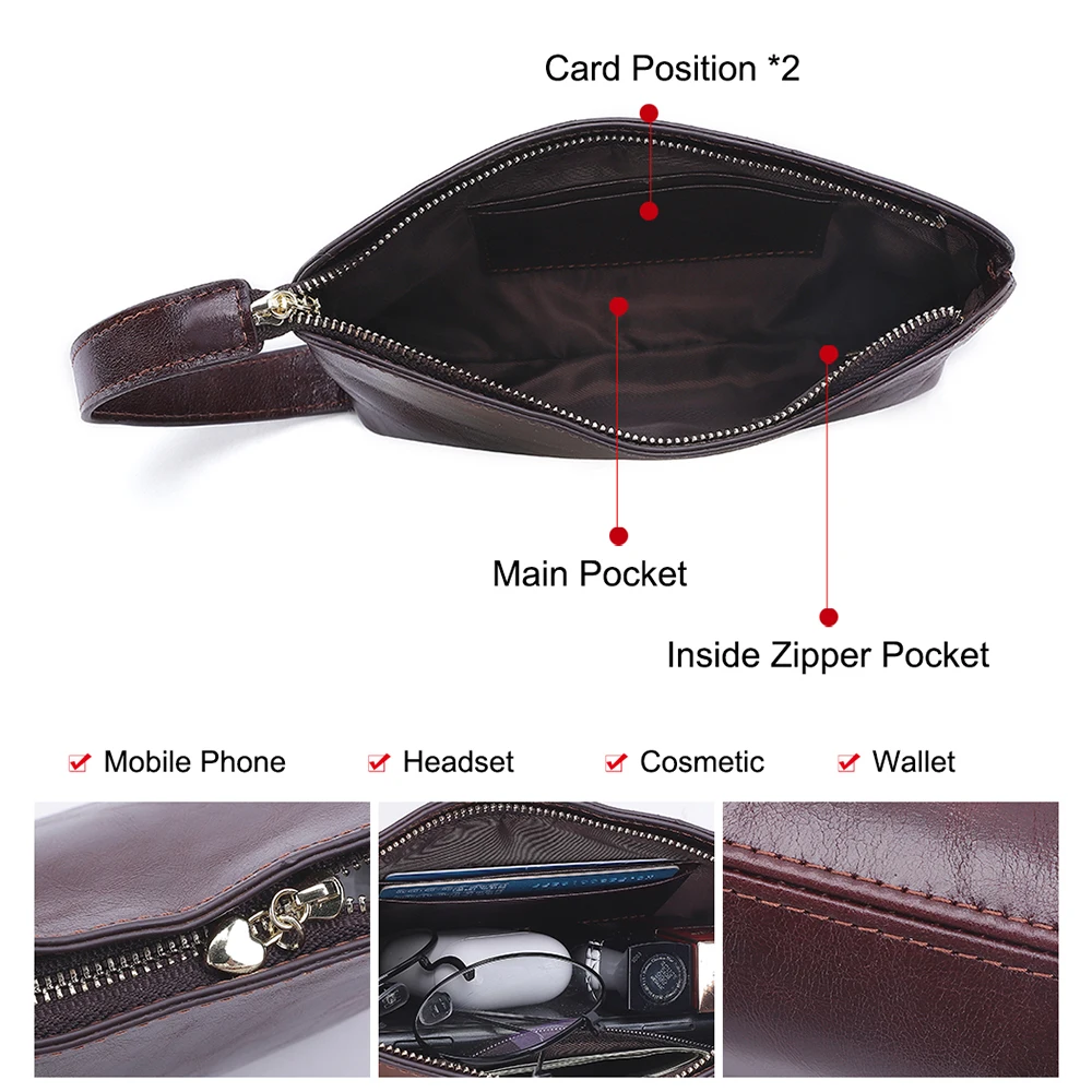 New Fashion Real Cowhide Leather Envelope Clutch Bag Ladies Handbags And Women Wristlet Purse