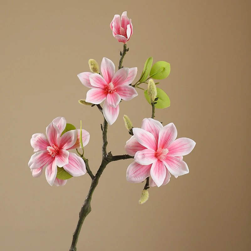 New Chinese Artificial Feel Magnolia Flower Retro Home Furnishing Hotel Lin Yuan Landscaping Floral Artificial Magnolia