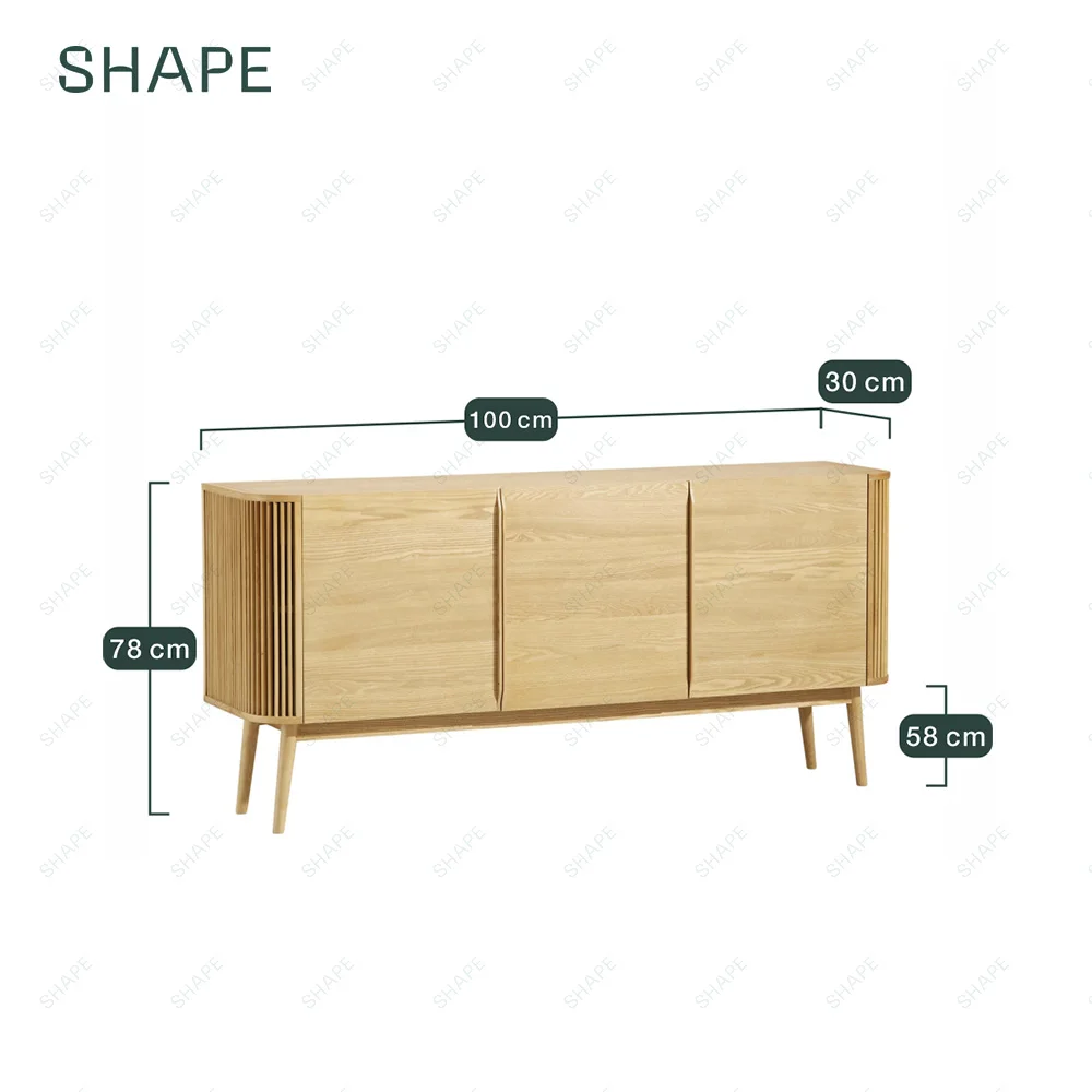 CAPANA sideboard 1600 buffet with 2 fixed shelves and 1 adjustable shelf in ash clear color or black