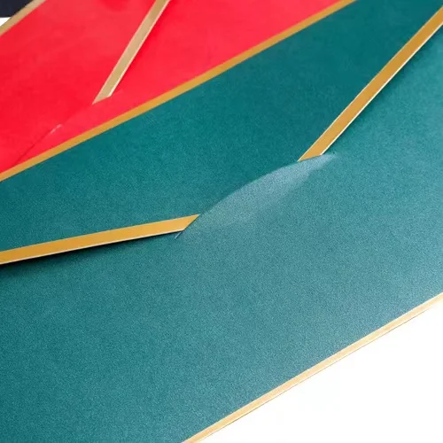 Beautiful Red Blue Pearl Shiny Paper Envelopes for Gift Card Business Greeting Invitations Apology Letters with Gold Foil Border