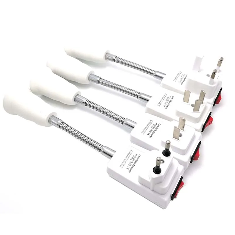 Европейская, американская, австралийская, европейская, Британская, американская, австралийская штепсельная вилка к E27 осветительному прибору, светодиодная лампочка с поворотным патроном и выключателем, 20 см