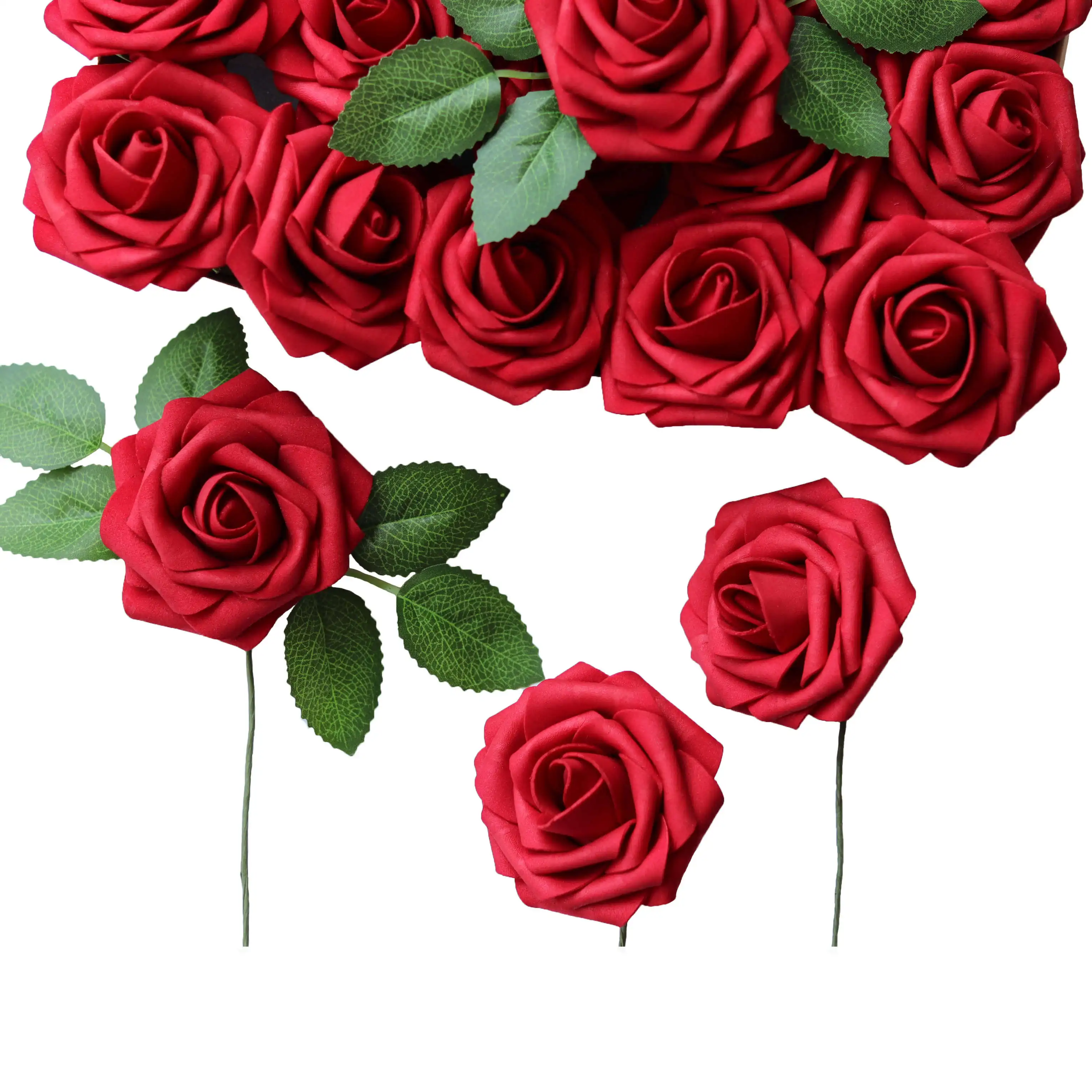 Wholesale Roses Artificial Flowers Soap Flowers Real Looking Rose Red Wine Foam Roses for Wedding Decoration & Supplies