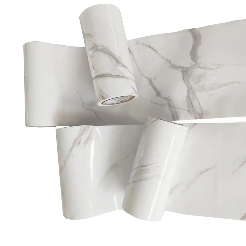 Popular High Glossy White Marble PVC Decor Film PVC Marble Film for Funiture Wall Decoration