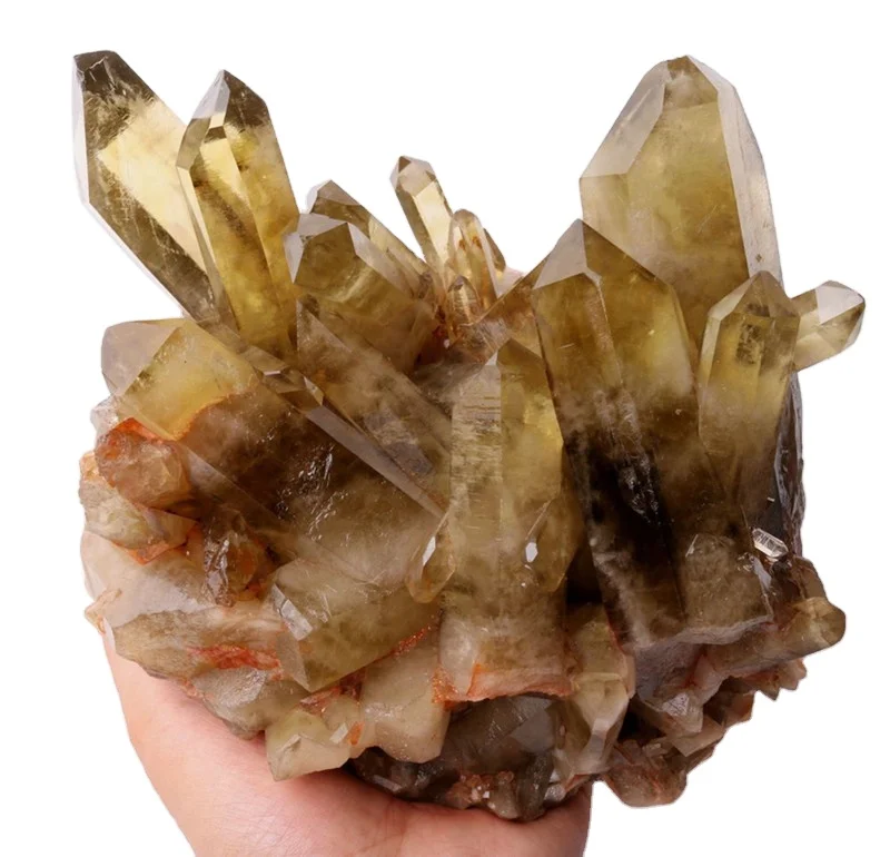 Bulk wholesale natural healing gemstone crystal clusters quartz smokey citrine cluster for meditation