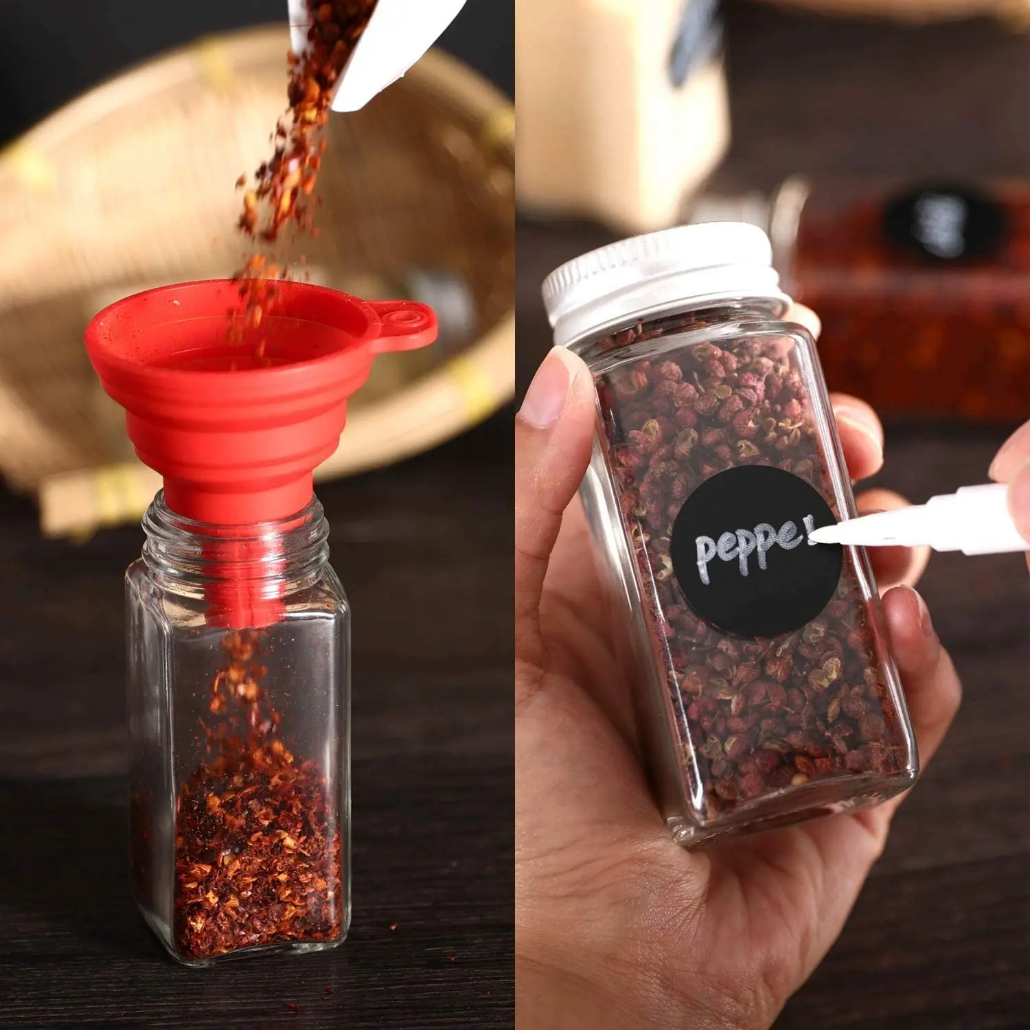 Wholesale Kitchen Seasoning Bottles 120ml Square Glass Spice Jar With Shaker Lids