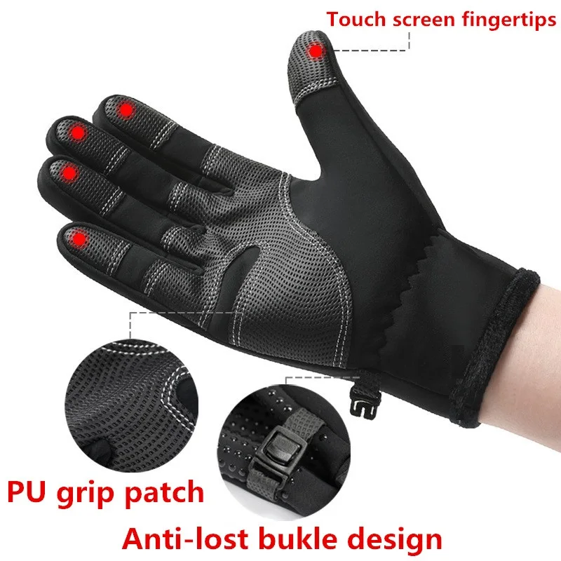 Windproof Anti-Slip Sports Gloves for Cycling Running Skiing Hiking Climbing Winter Warm Touch Screen Waterproof Cyclist Gloves