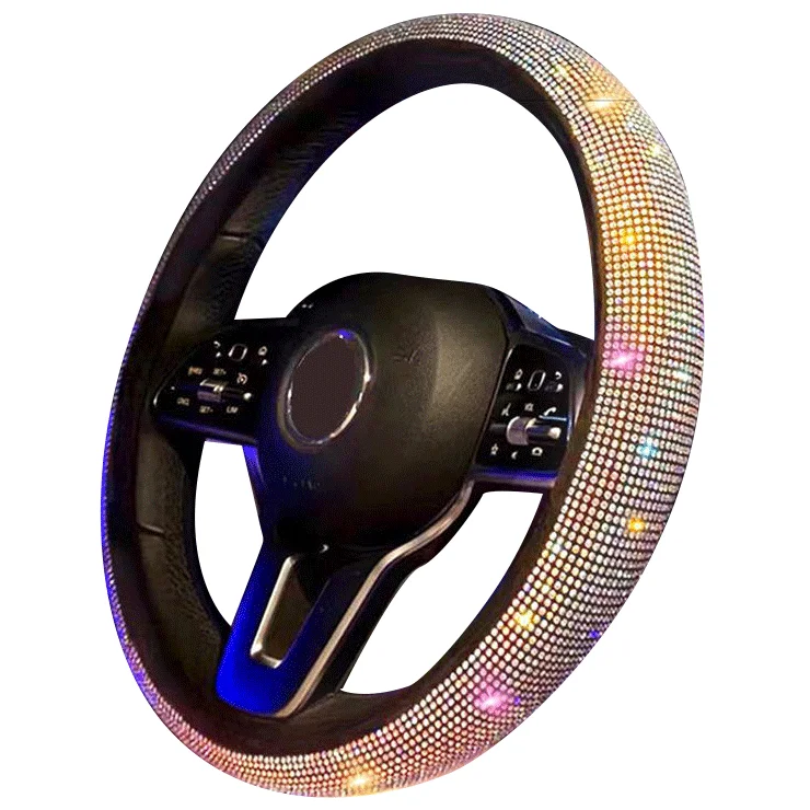 universal optional colors bling sparkling diamond colorful  crystal rhinestone steering wheel cover for car