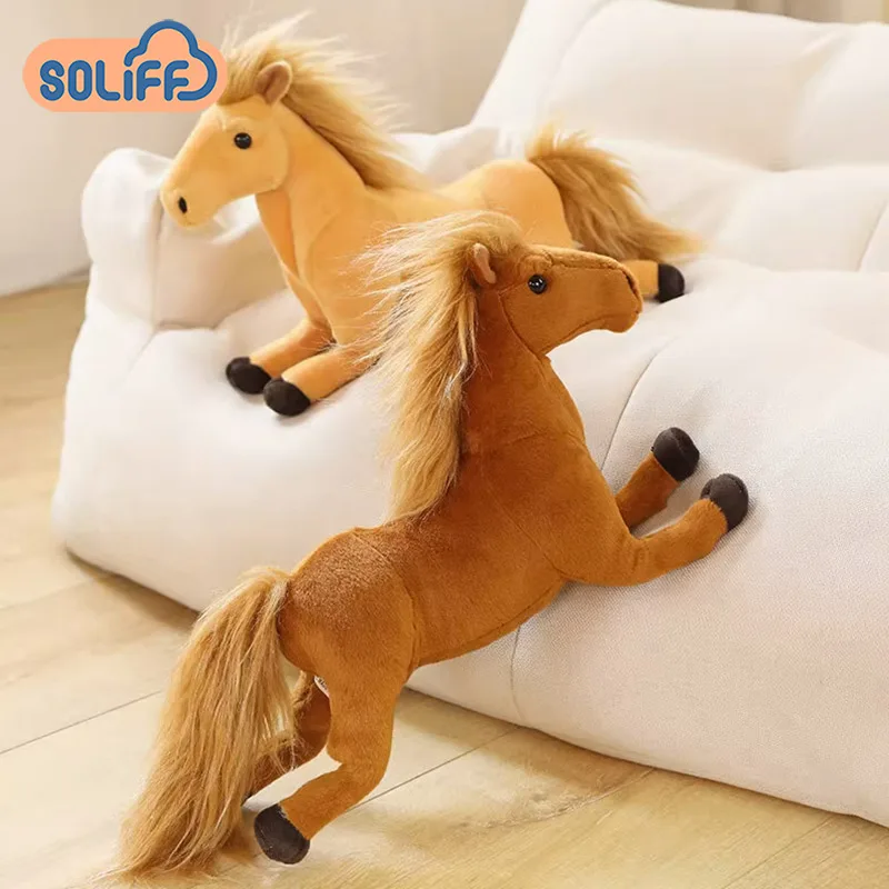 Simulation Horse Toys Lifelike Horse Animal Plush Stuffed Toy