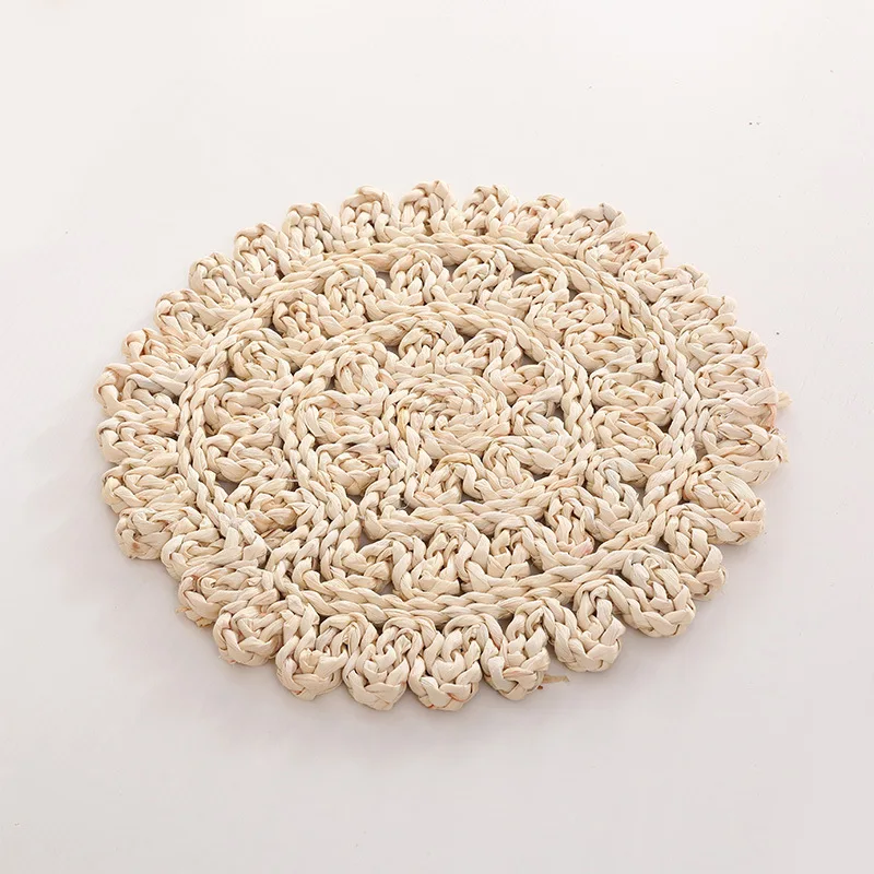 DR-NY Woven Placemats Round  Wicker Rattan Plate Chargers Round Woven Placemats for a Dining Table Water Hyacinth Wicker