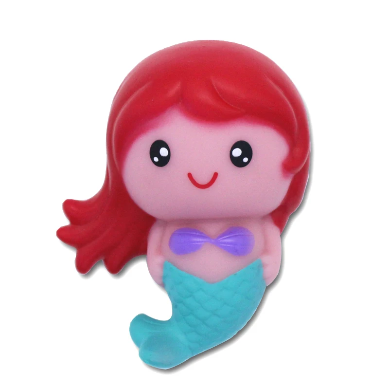 Shantou Factory Newborn Girls Taking Shower Toys Flashing And Floating Baby Rubber Mermaid Bath Toy
