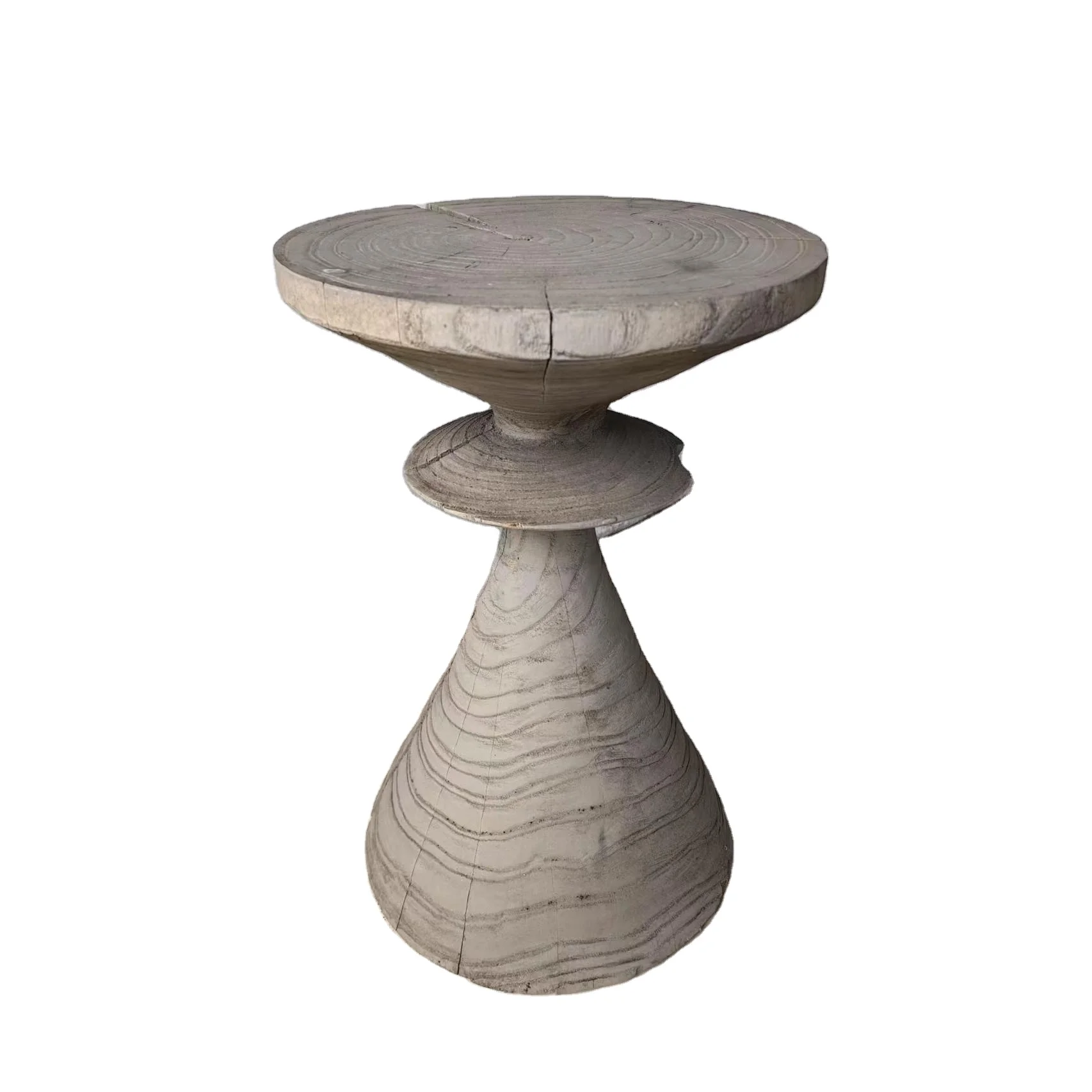 China Modern Art Anthracite Wax-Finished Cement Table Decor Side Round Concrete Coffee Table