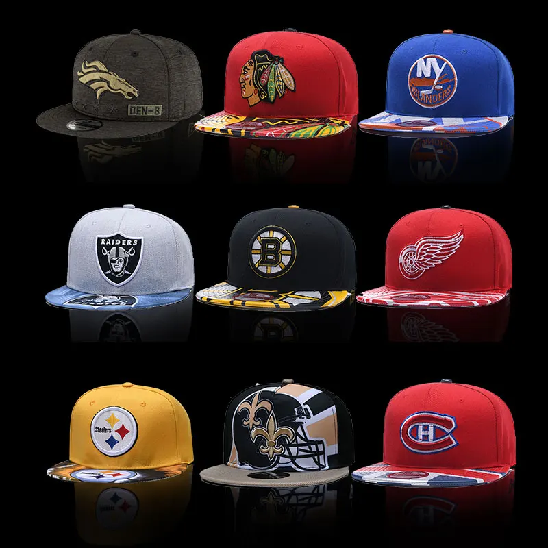 2022 Wholesale Custom N HL 3D Embroidery Cotton US America Football Baseball Hip Hop Snapback Hats for 32 Teams