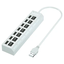 Multi Port USB Hub 2.0 Adapter High Speed 7 Ports Hub USB On/Off Switch Portable USB Splitter For Computer Laptop