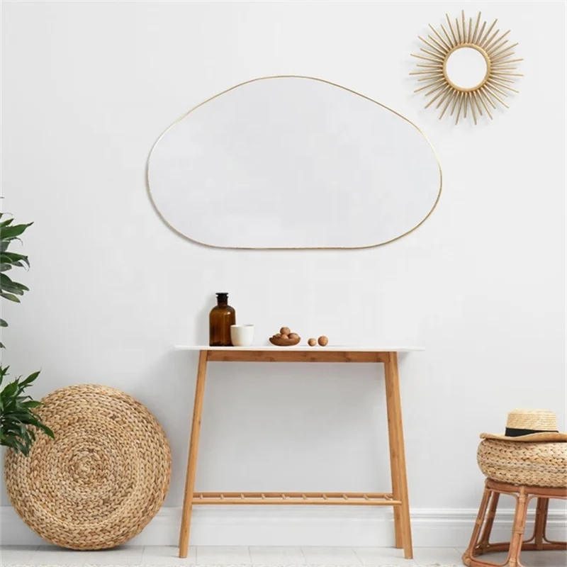 Modern Minimalist Creative Irregular Shaped Metal Frame Decorative Wall Mirror Full Length Dressing Wall Hanging Mirror