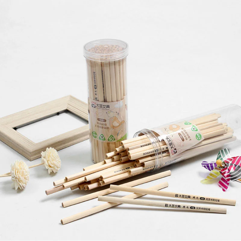 Natural Wooden HB Pencil 50pcs/set for School Learning Office Supplies eco pencils Gift Standard Pencils
