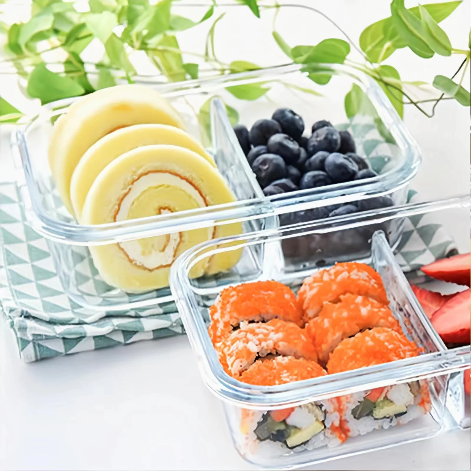 Hermetic Microwave Oven Use Safe Kitchen Lunch Box Leakproof Vacuum Seal Glass Food Storage Containers For Kitchen Organization