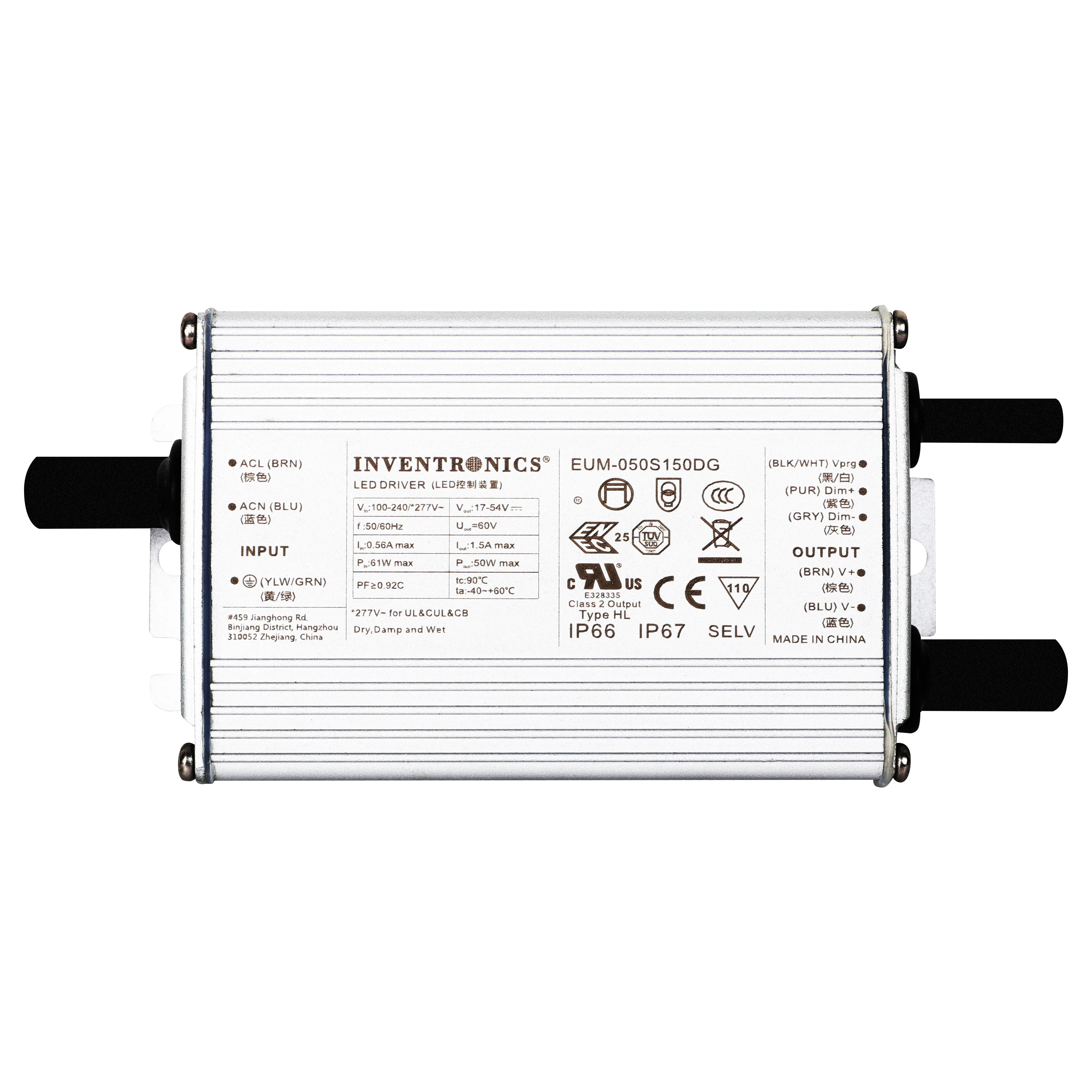 5 Years Warranty 50W Inventronics Dimmable LED Driver with Isolated 1-5V/1-10V/10V PWM/3-Timer-Modes