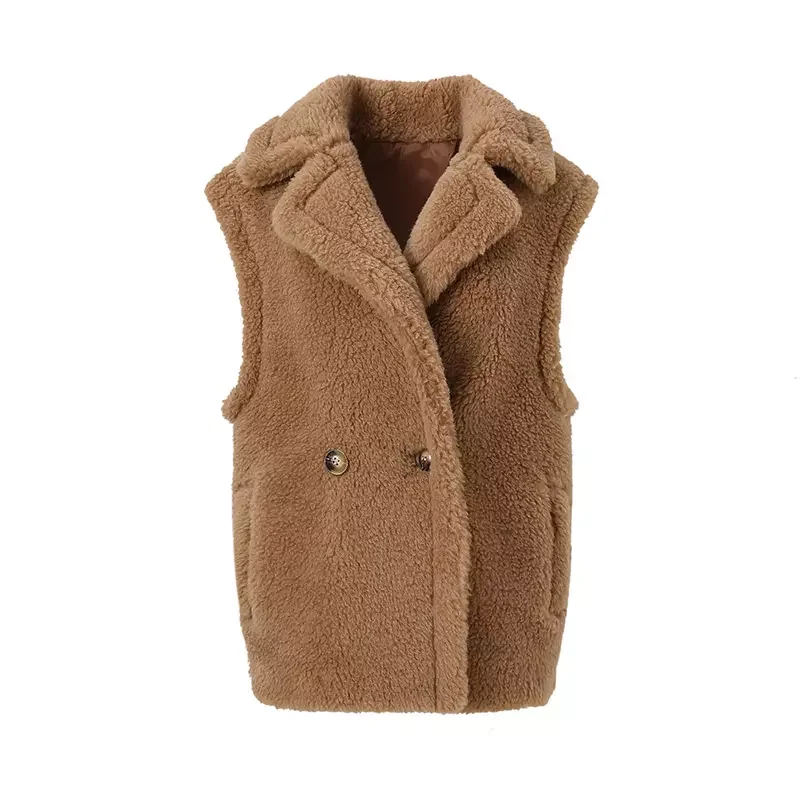 High Quality Winter Thick Warm Teddy Coat Genuine Fur Vest Women