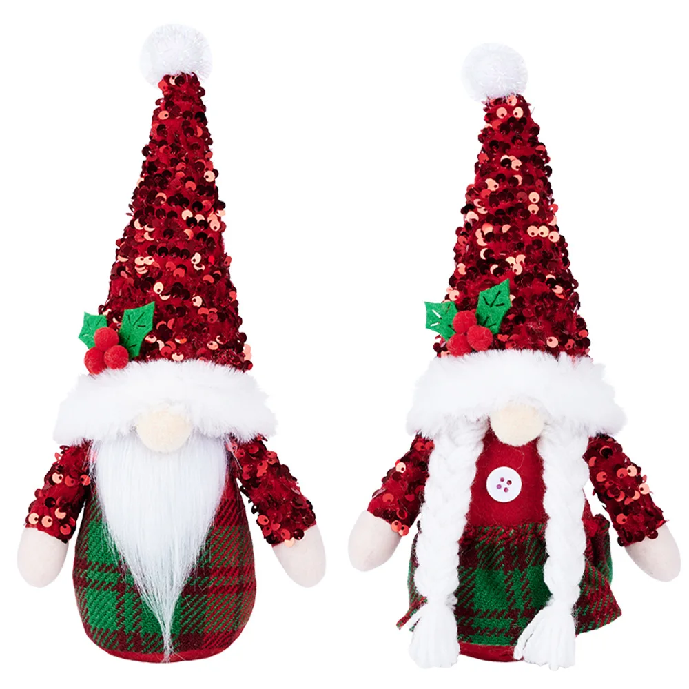 2022 New Design Christmas Ornaments Glitter Plush Dwarf Elf Gnomes Xmas Dolls decoration Gifts Desktop Christmas Gonk for Kids