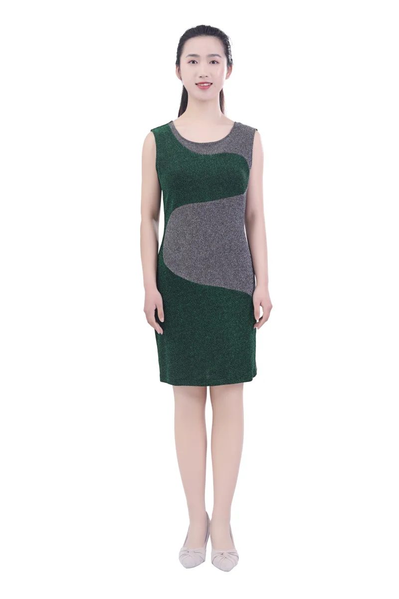 Стильное и красивое женское платье из 100% полиэстера с круглым вырезом