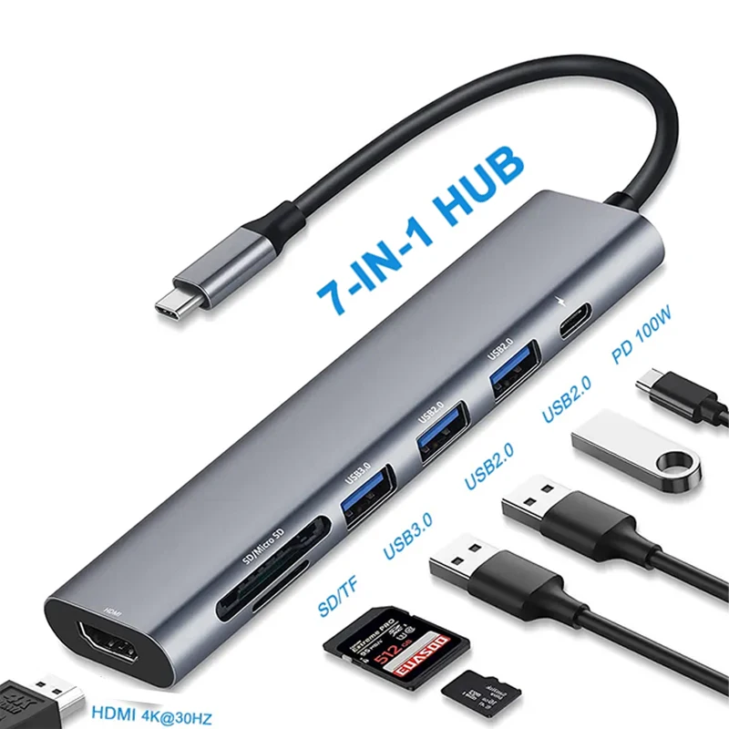 USB C HUB 4K 60Hz 30Hz Type C to HD 2.0 RJ45 USB 3.0 PD 100W Adapter For Macbook Air Pro iPad Pro M1 PC Accessories USB HUB