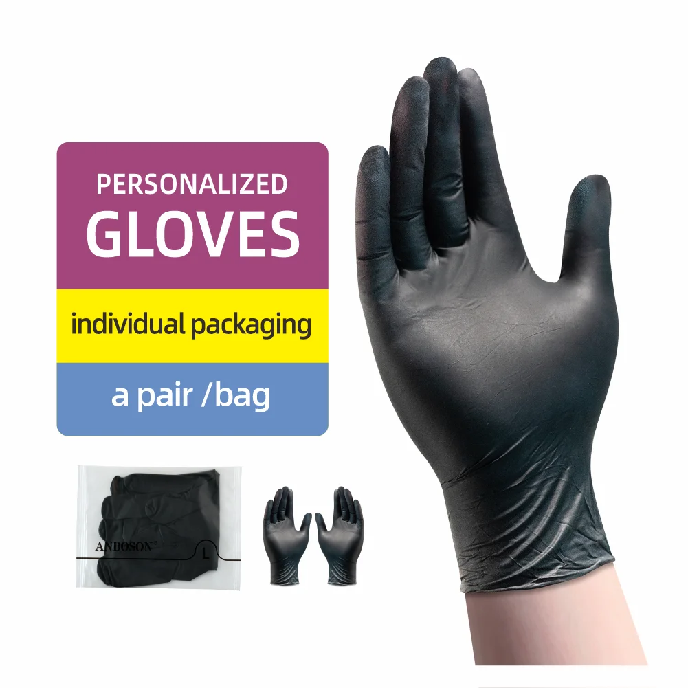 Kitchen Work Safety Wholesale Manufacturer Black Nitrile Disposable Gloves for Cooking