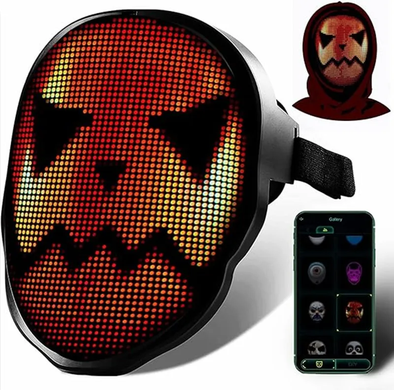 LED Mask With Face Transforming-Light Up Programmable cool LED Screen Mask, Halloween Costumes Cosplay