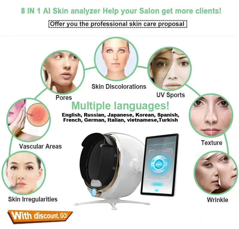 Smart beauty skin analyzer magic face mirror device skin analysis machine skin analyzer