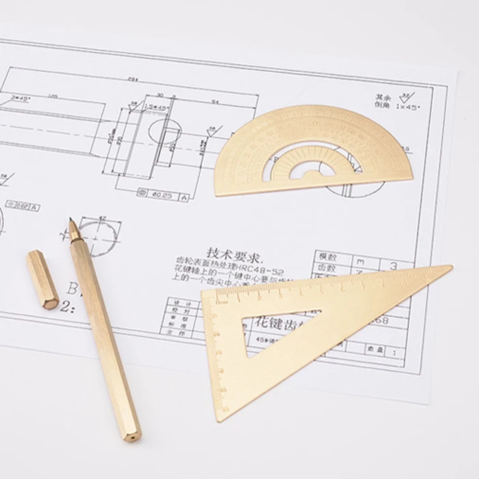 protractor triangle math geometry custom metal brass angle ruler with logo