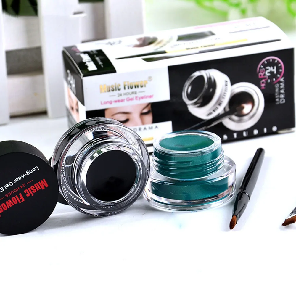 Charm Beauty Two Tone Vegan Waterproof Eyeliner Cream 2 Bottles Black Brown Color Eyeliner Cream
