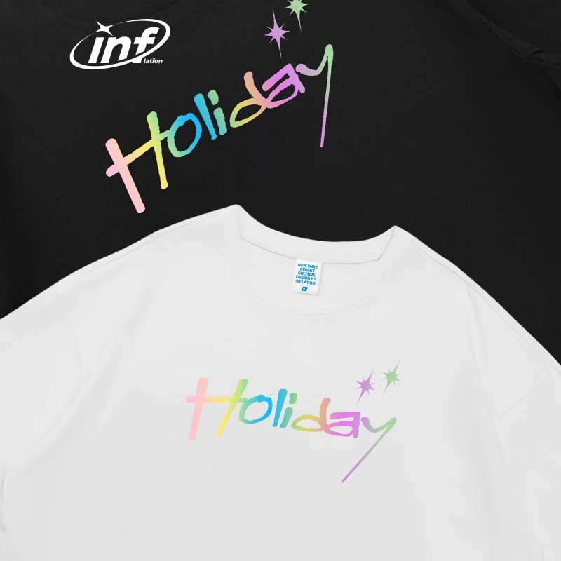 INFLATION Gradient Printed T shirt Men custom tshirt hang tag logo transfer printing t shirt for men