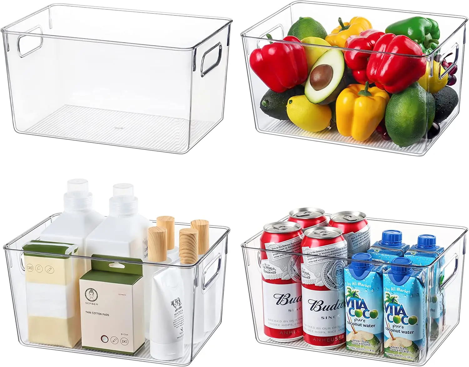 Factory custom PET large with handle for cabinet refrigerator bedroom bathroom fridge storage box